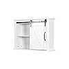 Knocbel Farmhouse Bathroom Wall Storage Cabinet, Over The Toilet Medicine Cabinet, Space Saving Sliding Barn Door Cupboard with Adjustable Shelves & Metal Handles, 27.2" L x 7.8" W x 19.7" H (White)