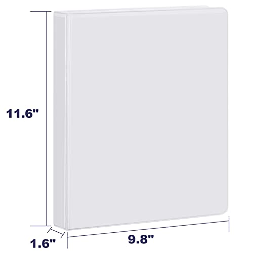 Comix Heavy Duty One Touch 3 Ring View Binder, 1" Slant Ring Binders Hold 8.5" X 11" Paper, 250 Sheets Capacity, 6-Pack (White) #TOP4