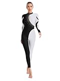 JanJean Women Shiny Rhinestone Gymnastics Leotard Unitard Full Length Figure Ice Skating Jumpsuit B02 Small