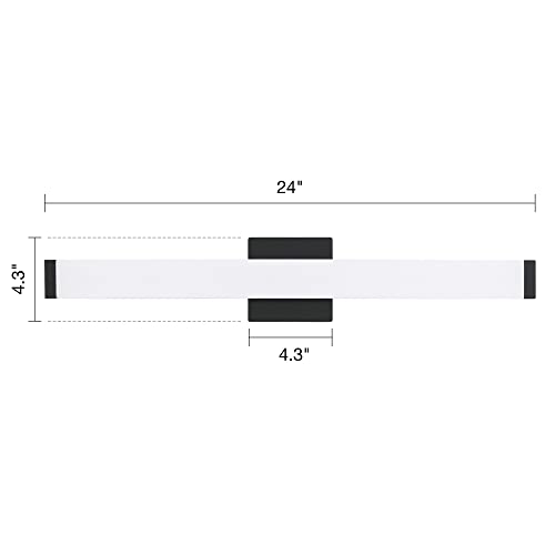 Image of Bathroom Vanity Light Brushed Nickel Square LED 24 inch 14W 4000K Natural White Light Wall Bar Lighting Fixtures Over Mirror (Matte Black, 24in)