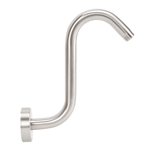 Image of NearMoon S Shaped Shower Head Riser Arm, Shower Extender Arm with Flange, Standard 1 /2 inch Connection- Bathroom Accessory (8 Inch, Brushed Nickel)