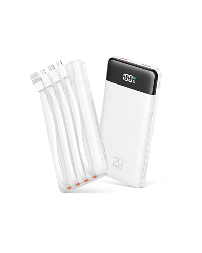 Image of Orfeika 20000mAh Power Bank Fast Charging, Portable Charger with 4 Built-in Cables & 6 Outputs, 20W PD USB C Battery Pack Compatible with iPhone 16 /15, Galaxy, Android, iPad & More (Travel Essential)