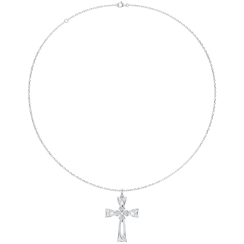 THELANDA Genuine Moissanite Sterling Silver Celtic Cross Trinity Knot Pendant Necklace, Adjustable 18-20 Inch Chain with Lobster Clasp, Unisex Jewelry Gift for Women and Men4