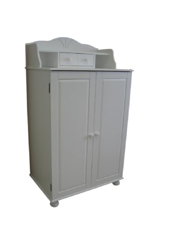 PC-Schrank aus massiver Kiefer mit Aufsatz (weiß)