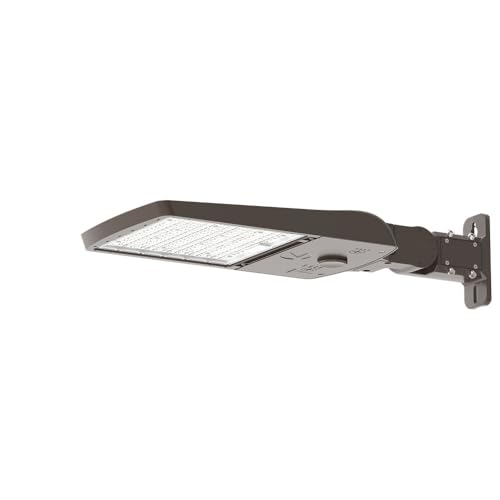 Lithonia Lighting LED Outdoor Area Light Fixture, LED Parking Lot Light with Adjustable Brightness, 3-in-1 Selectable White Color, 4-in-1 Switchable Distribution, UVOLT, Wall or Pole Mount, Bronze by Lithonia Lighting - Used condition - US$120.82