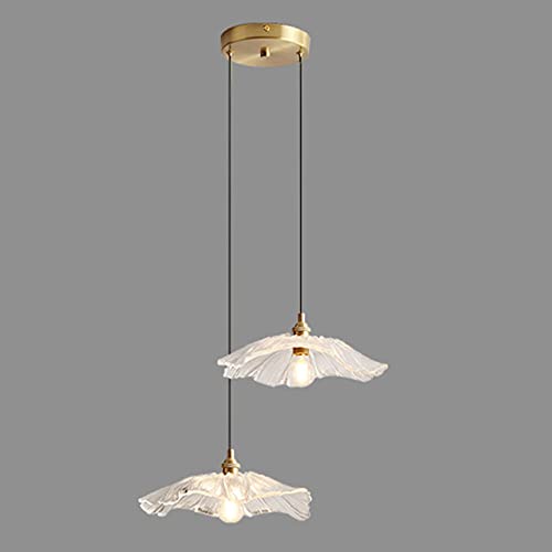 Suspension lotus en verre et bronze E14 pour salle à manger japonaise
