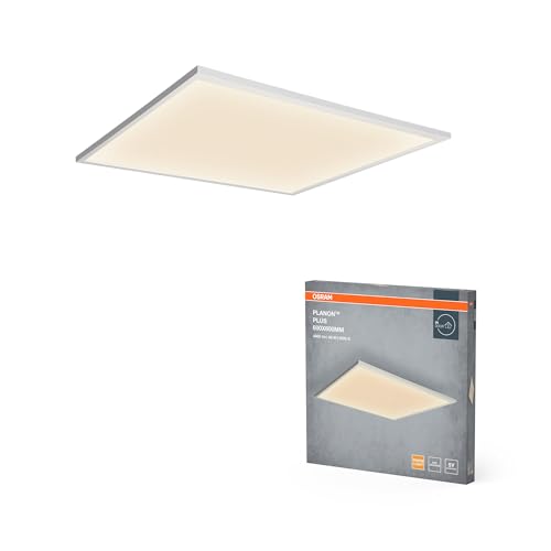 Osram Planon Plus Ceiling Light In White With Advanced Led Technology, 36 W, Square Shape (600 X 600 Mm), Warm White Light Colour At 3,000 K, Aluminiu
