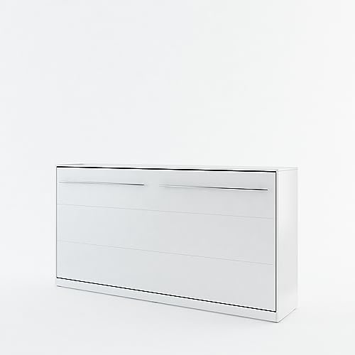Homlando Lenart Schrankbett - Wandbett Concept Pro CP06 90x200 cm - Schrankklappbett Horizontal - Schrank mit integriertem Klappbett - Funktionsbett (Weiß Matt)