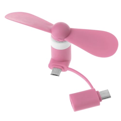 HYROOY Ventilador USB tipo C extraíble de baja potencia para teléfono móvil, PC, portátil, plástico, color rosa