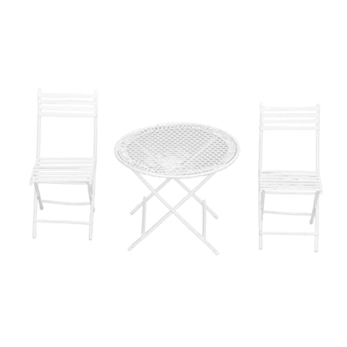Dilwe 1:12 Puppenhaus-Gartentisch-Stuhl-Set, Wei?e Miniatur-Patio-Bistro-M?Bel, Puppenhaus-Dekorationszubeh?rBaby Parts
