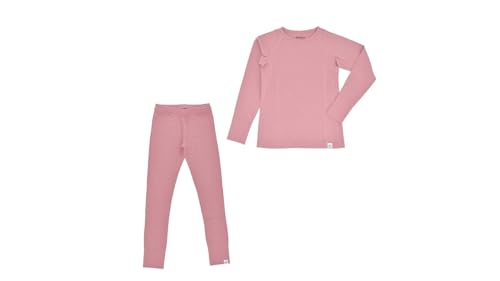 Woolino Merino Wool Base Layer for Kids - Super Soft Kids Long Sleeve Thermal Top and Leggings - All Natural Base Layer Shirt and Bottoms - Blush
