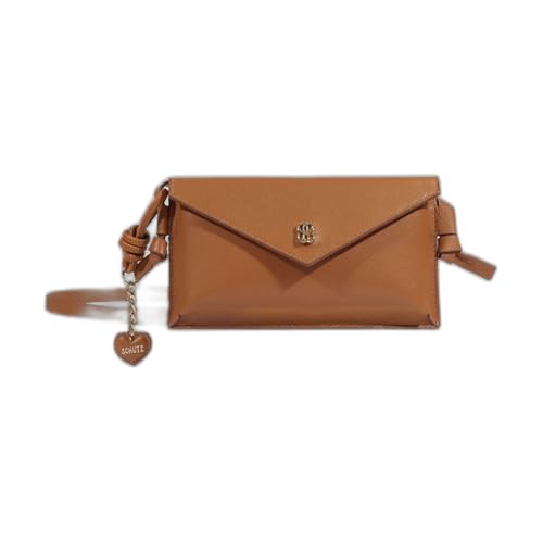 Schutz Bolsa Tiracolo Feminina em Couro Legítimo, Pequena Chaveiro Coração - Cuoio Brown