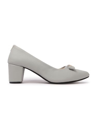 Image of Carlton London Women's Block Heel Round Toe Pumps - Elegant, Comfortable, and Stylish for Office, Casual and Semi-Formal Use