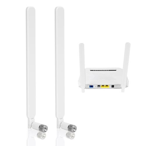 2 Stück 4G LTE Antenne SMA Male 9dBi, WLAN Antenne Dualband 2,4GHz 5GHz für LTE Router, Modem, Mobile Gateway, Kamera, Home Phone, Signalverstärker (Weiß)