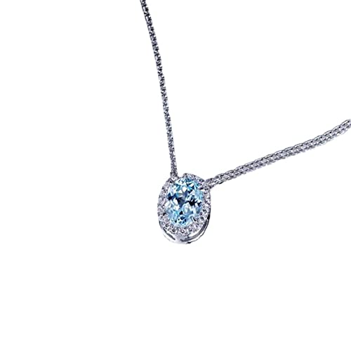 Collier en diamant cultivé forme d'œuf en argent 925 bleu élégant