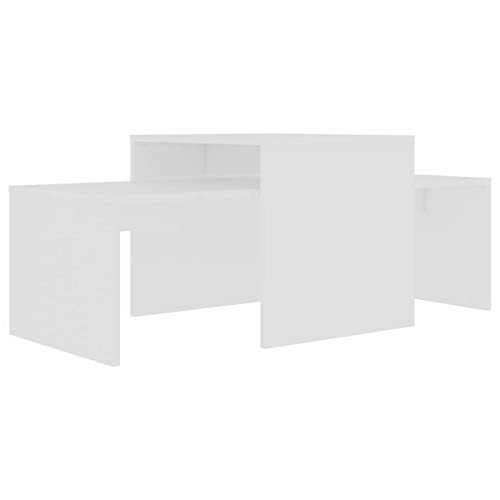 Table de salon blanche haut de gamme en bois multicouche robuste 100 cm
