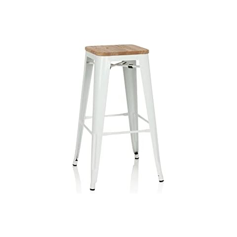 Taburete de Bar VANTAGGIO HIGH W Metal/Madera Blanco Cover
