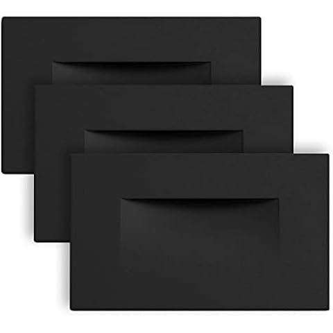 Ciata LED Stair Lights Indoor, Step Lights Outdoor Light 3 Watt, Warm White Stairway Lighting for Outdoor and Indoor Stairs 3000K Concrete, Home Theater Lighting, Black Finish, Horizontal, 3 Pack Cover