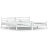 prissent Estructura De Cama 200x200 cm Base de Cama Bed Frame Cama de Madera Maciza de Pino Cama King Size Platform Bed Blanco