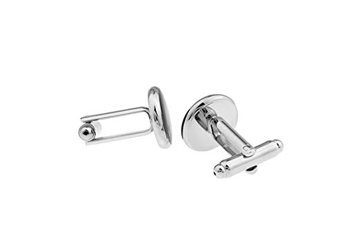Mancuernillas clásicas KnBoB para hombre plata y negro miniatura 3