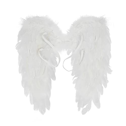 TiaoBug Deluxe Angel Feather Wings Halloween Christmas Fancy Dress Costume for Kids Adults Type B White One Size