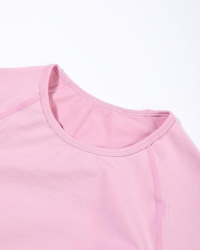 Image of AUROLA Influence Women Crop Top Short Sleeve Compression Workout T-Shirt | Raglan Short Sleeve Crop Top, High-Stretch Seamless Knit, Stay-Put Ribbed Underband, Soft Breathable Comfort