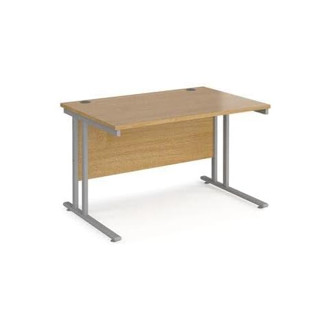 Office Monster Cooper straight desk 1200mm x 800mm - silver cantilever leg frame, oak top Cover
