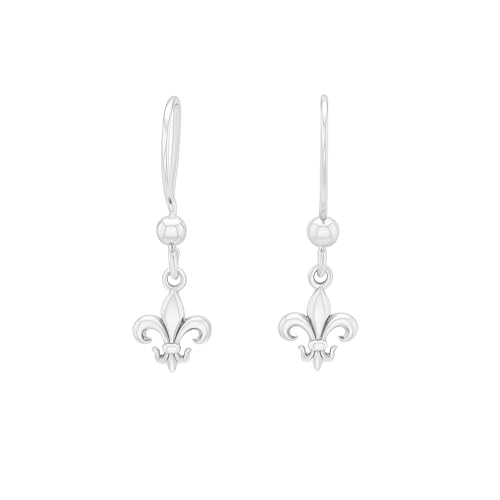 Boucles d'oreilles Fleur de Lys en Argent 925 avec crochet de 35mm