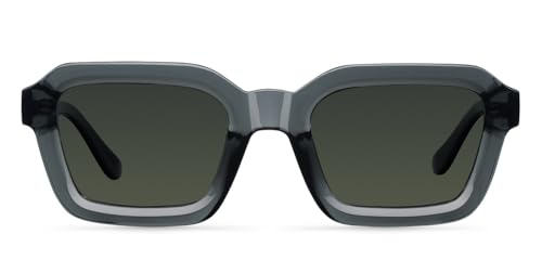 Image of Meller by Lenskart | Nayah | Green Full Rim Sunglasses | Large Hexagonal Frame | Polarised and UV Protection | Contemporary Styles for Men & Women | Designed in Barcelona