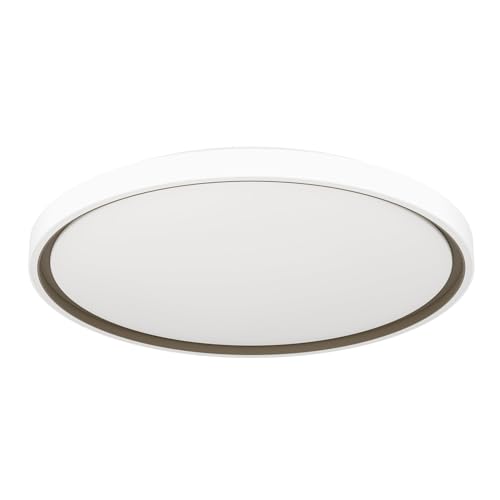 Plafonnier LED Semovigo design rond blanc et finitions bronze foncé
