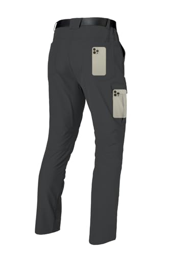 keihTrail Men's Hiking Cargo Work Pants Waterproof Lightweight Quick Dry Outdoor Fishing Mountaineering Travel Mountain Tactical Pants Dark Grey S