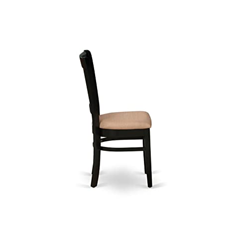 Image of East West Furniture VAC-BLK-C Vancouver Dining Chairs - Linen Fabric Upholstered Wood Chairs, Set of 2, Black