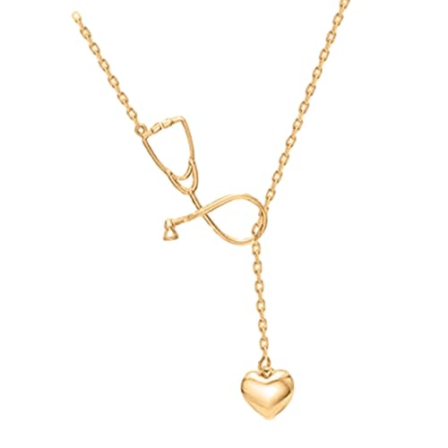 kowaku Collar de estetoscopio de enfermera para mujer, colgante de estetoscopio médico, regalo de joyería de enfermería, oro