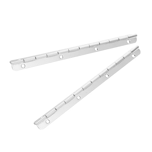 Mikinona 2pcs Heavy Duty 180 Degree Piano Hinges Nickel-Plated Steel Long Cabinet Hinges for Wooden Boxes and Furniture Doors 200x17mm for Industrial and Home Use