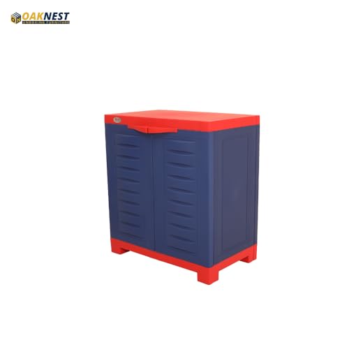 Image of Oaknest Supreme Fusion-01 Plastic Storage Cabinet | Compact & Multipurpose Storage Solution | Waterproof, Durable & Lightweight | Ideal for Home, Office & Garage | Red and Blue