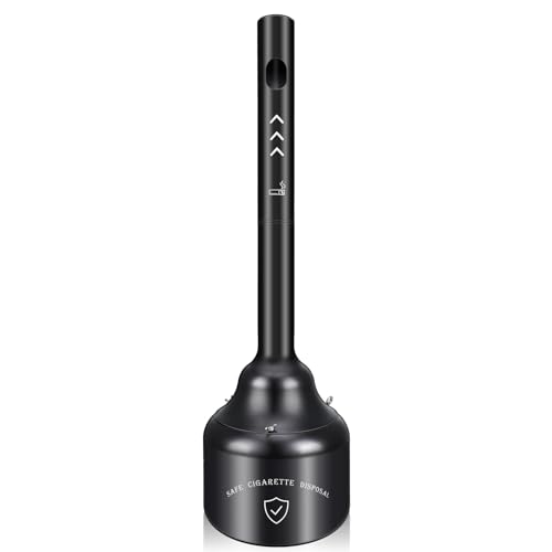 SDSNTE Steel Outdoor Cigarette Butt Receptacle, 5 Gallon, Black