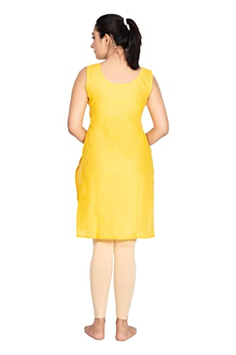 Image of Women's Cotton Long Camisole for Kurti /Suit Slip /Long Inner /Samij for Women Sameej /Knee Length Inner Wear /Sameez /Kurti Slip /Round Neck /Invisible
