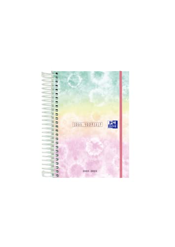 Agendas Escolares Oxford, Agenda 2022 2023 DÍa Por Página, Tapa Extradura, 11,8 x 16,8cm, Español, Diseño Tie Dye 'Love Yourself'