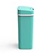 Touchless Motion Sensor Smart Trash Can Handsfree Wave Open Soft Close Low Noise Bathroom Bedroom Dual Seal Removable Inner Lid Odorless Storage Auto Shut Battery Operated Plastic For Home (Teal Blue)