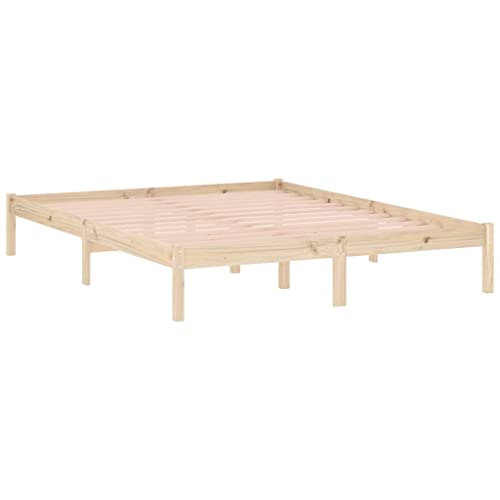 vidaXL Estructura de Cama sin colchón Madera Maciza de Pino 152x203 cm, Marcos de Cama, Marco de Cama de Madera, Base de Cama, Cama