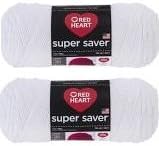 Bulk Buy: Red Heart Super Saver (2-Pack) (White, 7 oz Each Skein)