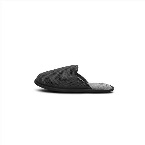 Image of Volcom Men's Recliner Slide Sandals - Comfort Foam Footbed, Water-Friendly Nubuck Strap Slides, Black Grey, L