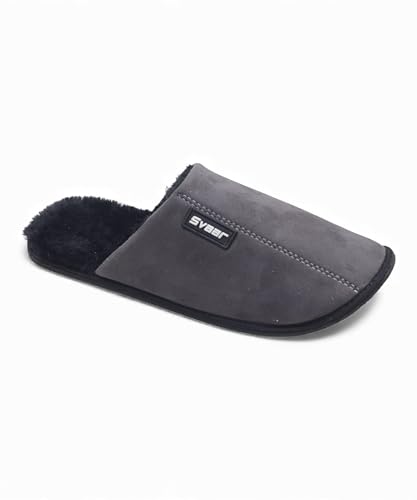 Image of SVAAR Men's Warm Winter Slippers, Cozy Fur Flip Flop Slip-On House Shoes, Indoor Bedroom Slides & Closed-Toe Home Clogs Sandals