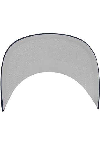 Image of Flexfit Trucker Mesh Fitted Cap | 6-Panel, Mid-Profile, Stretchable Mesh Backing, Flexfit Sweatband, Curved Visor, Silver Undervisor