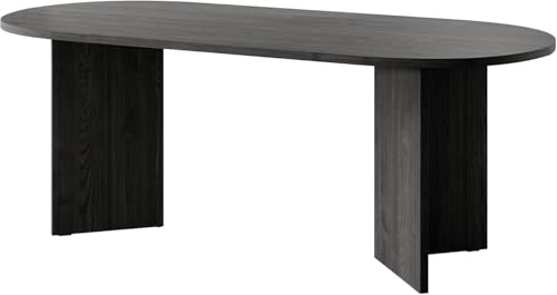 Selsey Tavolo da Pranzo Ovale 90 x 204 cm Ovo Frassino Nero, Legno ingegnerizzato, Portland Ash Black, 204 cm