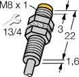 TURCK NI3-EG08K-Y1 (1003700), 2 Meter Cable, 3MM Range, 8.2 VDC Nominal, 8MM Size, Full Thread, INDUCTIVE, Namur Output (ATEX Approved), NONEMBEDDABLE, Sensor, Short Barrel, Stainless Steel
