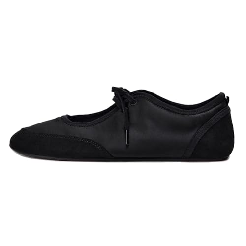 Ballerines noires à lacets taille 40 pour femme au bout rond confortable