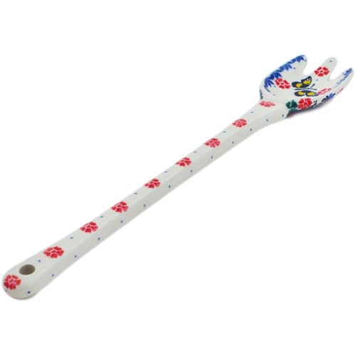 Authentic Polish Pottery Fork in Yellow Butterfly Design Handmade in Boles?awiec Poland by Ceramika Artystyczna + Certificate of Authenticity