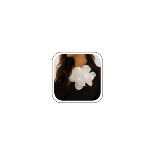 Image of Flower Pins Large Flower Brooches Dainty Satin Fabric Rose Flower Brooches Lapel Pins Delicate Elegant Silk Camellia Flower Oversized Brooch Pin for Women Wedding Part Dance Dress Suit Clothes Accessories Prom Jewelry Gifts