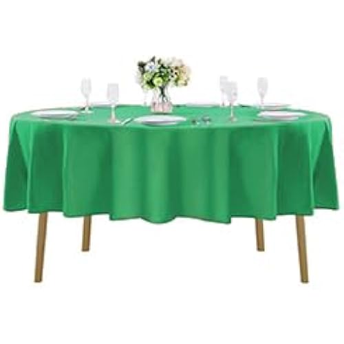 70 inch Round Tablecloth Washable Polyester Table Cloth Decorative Table Cover for Wedding Party Dining Banquet（70 inch,Emerald）